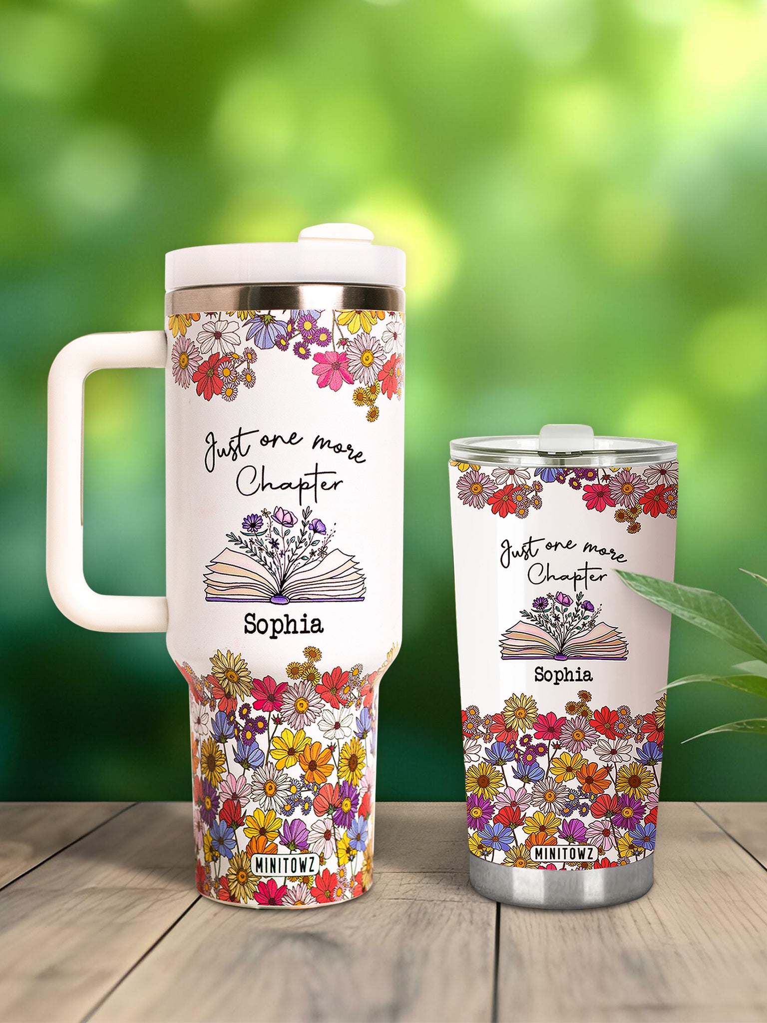 Custom Just One More Chapter Floral Stainless Steel Tumbler MNT002