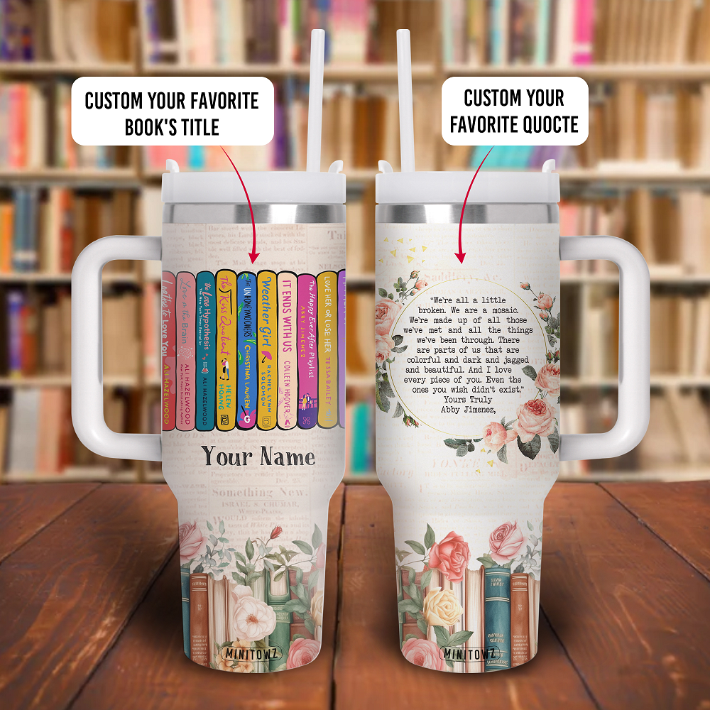 Custom Your Favorite Book's Title and Quocte Tumbler 20oz-30oz/40oz  with Lid and Straw, Favorite Books Reader Gift Personalized Book Club