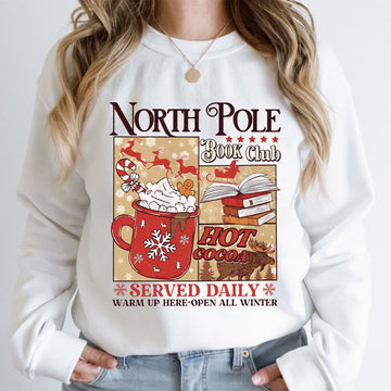 North Pole Book Club Shirt, Christmas Sweatshirt, North Pole Shirt, Holiday Family Group Shirts, Book Reader Shirt, Christmas Tree Shirt