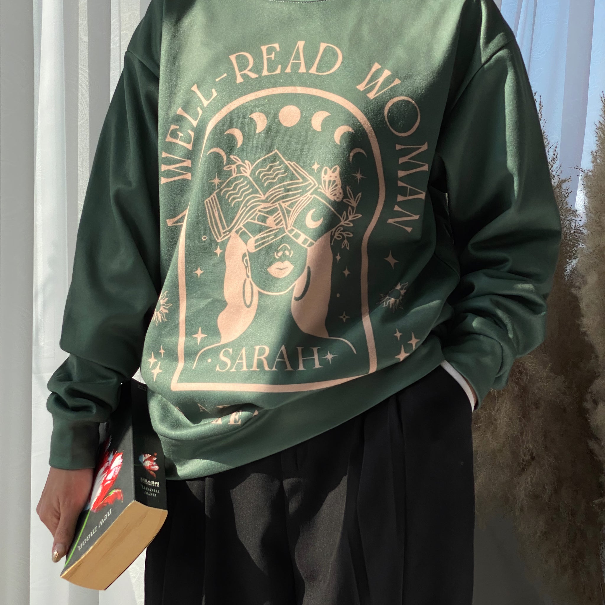 A Well Read Woman Bookish Sweatshirt Book Sweatshirt Reading Sweatshirt Literature Shirt Librarian Shirt Bookish Crewneck Celestial Sweatshirt