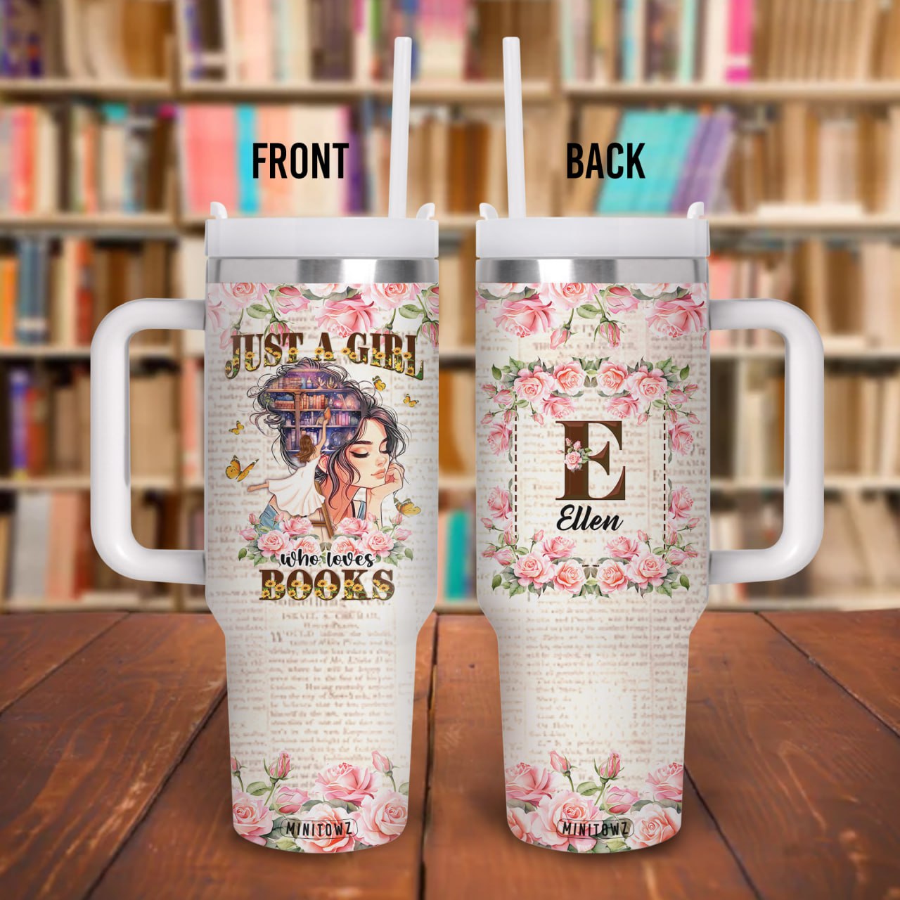 Custom Book Lovers Coffee 20oz / 30oz / 40Oz Insulated Stainless Steel Tumblers with Handle